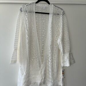 NWT Charter Club Woman's White Flair Sleeve  lightweight Cardigan/Sweater 3XL